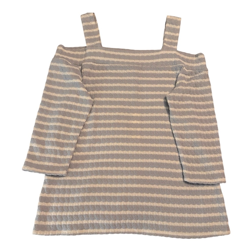 NWT Kut from the Kloth Blue and Cream Striped Polyester Cotton Knit Top Sz L